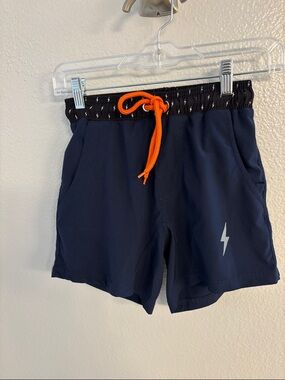 Bruce Bolt Navy Shorts with Orange Drawstring